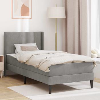 ARDEBO.de - Bettgestell mit Matratze Hellgrau 100 x 200 cm Samt