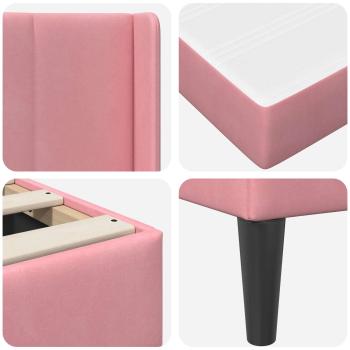 Bettgestell mit Matratze mit Kopfteil Rosa 140 x 190 cm Samt
