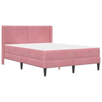Bettgestell mit Matratze mit Kopfteil Rosa 140 x 200 cm Samt