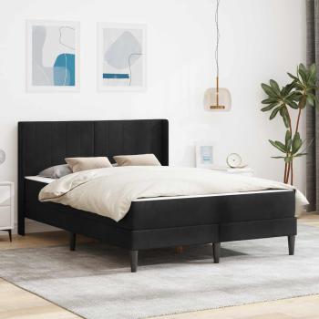 ARDEBO.de - Bettgestell mit Matratze mit Kopfteil Schwarz 140 x 200 cm Samt