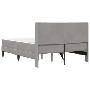 Bettgestell mit Matratze Hellgrau 160 x 200 cm Samt