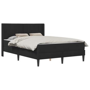 Bettgestell mit Matratze mit Kopfteil Schwarz 160 x 200 cm Samt