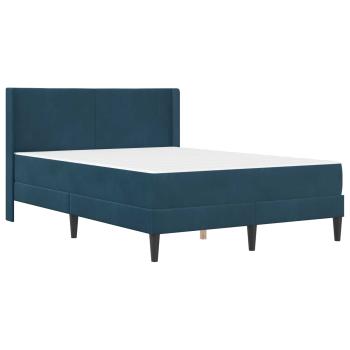 Bettgestell mit Matratze mit Kopfteil Blau 160 x 200 cm Samt