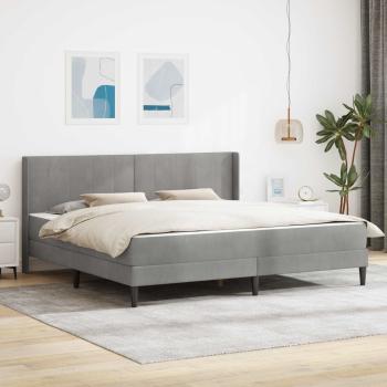 ARDEBO.de - Bettgestell mit Matratze Hellgrau 180 x 200 cm Samt