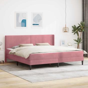 ARDEBO.de - Bettgestell mit Matratze mit Kopfteil Rosa 180 x 200 cm Samt