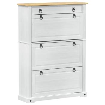 Schuhschrank Corona Weiß 99 x 32 x 138 cm Massives Kiefernholz