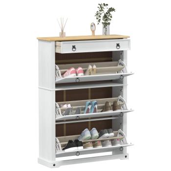 Schuhschrank Corona Weiß 99 x 32 x 138 cm Massives Kiefernholz