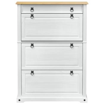 Schuhschrank Corona Weiß 99 x 32 x 138 cm Massives Kiefernholz