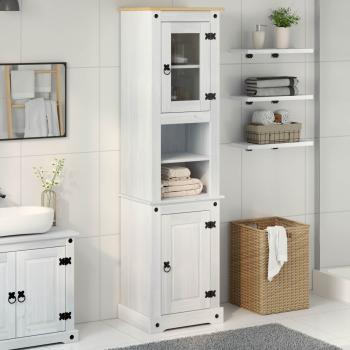 ARDEBO.de - Badezimmerschrank Weiß 50 x 40 x 185 cm Massives Kiefernholz