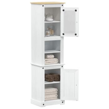 Badezimmerschrank Weiß 50 x 40 x 185 cm Massives Kiefernholz