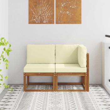 ARDEBO.de - Outdoor Mittel- und Ecksofa mit Kissen 2 Stück Natur und Creme