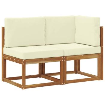 Outdoor Mittel- und Ecksofa mit Kissen 2 Stück Natur und Creme