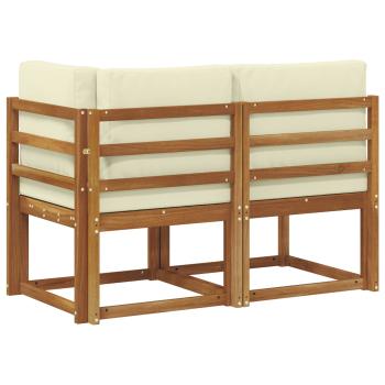 Outdoor Mittel- und Ecksofa mit Kissen 2 Stück Natur und Creme