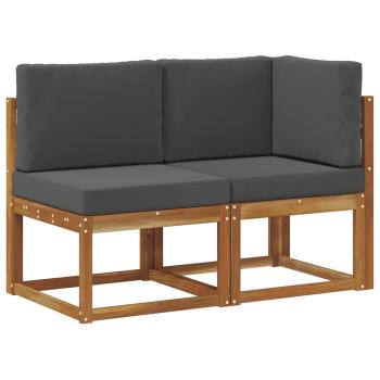 Outdoor Mittel- und Ecksofa 2 Stück Natur und Anthrazit