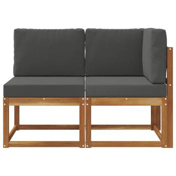 Outdoor Mittel- und Ecksofa 2 Stück Natur und Anthrazit