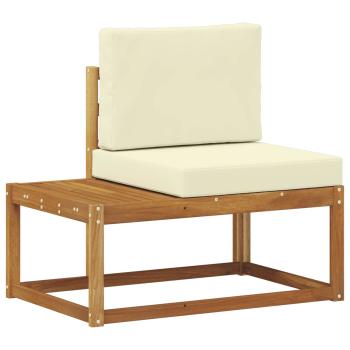 Outdoor End Sofa 2 Stück Natur und Creme Massivholz Akazie