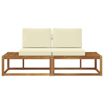Outdoor End Sofa 2 Stück Natur und Creme Massivholz Akazie