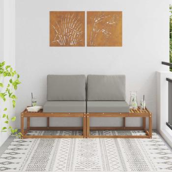 ARDEBO.de - Outdoor End Sofa mit Kissen 2 Stück Natürlich und Hellgrau