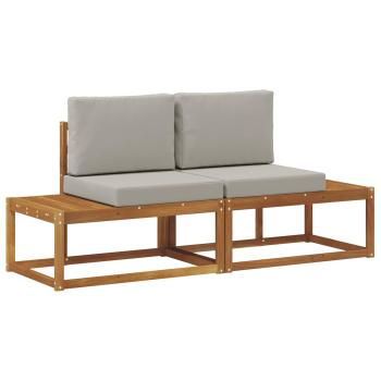 Outdoor End Sofa mit Kissen 2 Stück Natürlich und Hellgrau