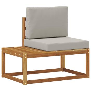 Outdoor End Sofa mit Kissen 2 Stück Natürlich und Hellgrau