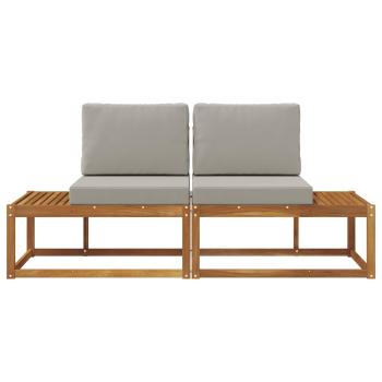 Outdoor End Sofa mit Kissen 2 Stück Natürlich und Hellgrau