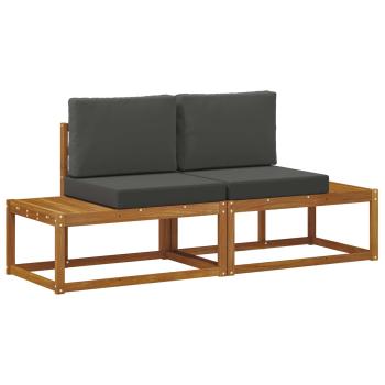 Outdoor End Sofa 2 Stück Natur und Anthrazit Massivholz Akazie