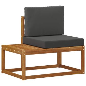 Outdoor End Sofa 2 Stück Natur und Anthrazit Massivholz Akazie