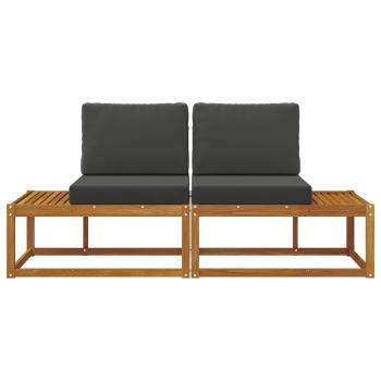 Outdoor End Sofa 2 Stück Natur und Anthrazit Massivholz Akazie