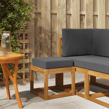 ARDEBO.de - Hocker Bank Massivholz Akazie Natur und Anthrazit