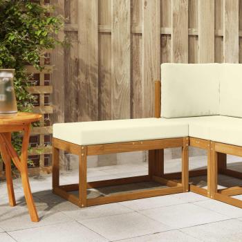 ARDEBO.de - Outdoor Hockerbank Massivholz Akazie Natur und Creme
