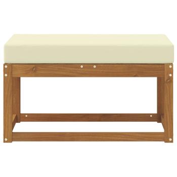 Outdoor Hockerbank Massivholz Akazie Natur und Creme