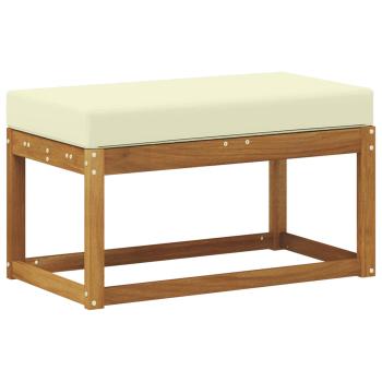 Outdoor Hockerbank Massivholz Akazie Natur und Creme