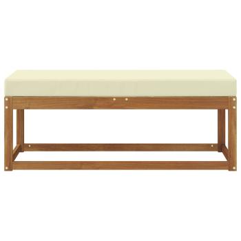 Outdoor Hockerbank Massivholz Akazie Natur und Creme