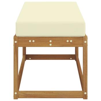 Outdoor Hockerbank Massivholz Akazie Natur und Creme