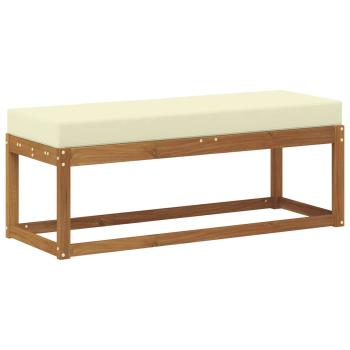 Outdoor Hockerbank Massivholz Akazie Natur und Creme