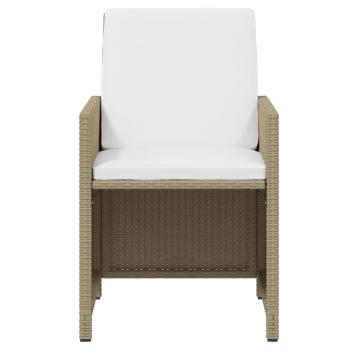 19-tlg. Garten-Essgruppe mit Kissen Poly Rattan Beige