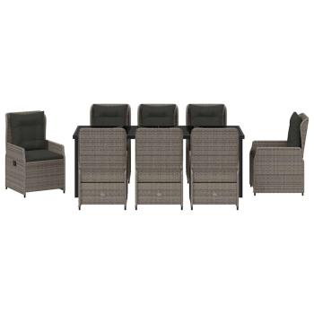 Garten Essgruppe 9 pcs Grau Poly-Rattan