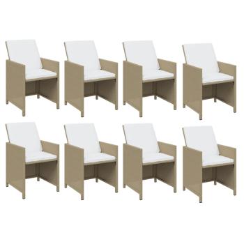 9-tlg. Garten-Essgruppe mit Kissen Poly Rattan Beige