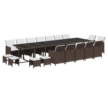 19-tlg. Garten-Essgruppe mit Kissen Poly Rattan Braun
