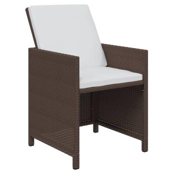 19-tlg. Garten-Essgruppe mit Kissen Poly Rattan Braun