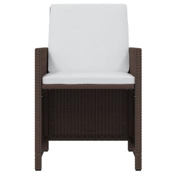 19-tlg. Garten-Essgruppe mit Kissen Poly Rattan Braun