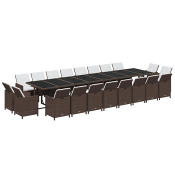 21-tlg. Garten-Essgruppe mit Kissen Poly Rattan Braun