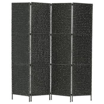 4-teiliger Paravent Schwarz 154×160 cm Wasserhyazinthe