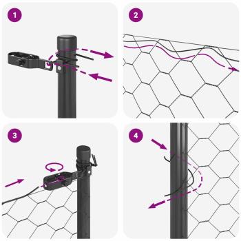 Zaunpfosten Grau 10 x 0,8 m (36 mm Mesh) Stahl und PVC