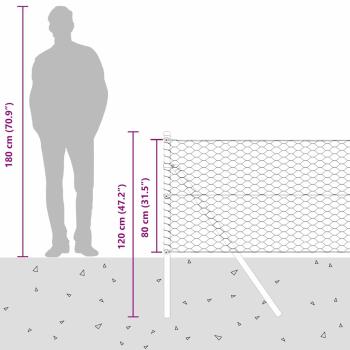 Zaunpfosten Grau 10 x 0,8 m (36 mm Mesh) Stahl und PVC