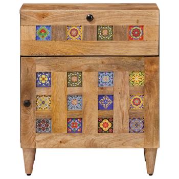 Nachttisch Natur 50 x 33 x 60 cm Massivholz Mango