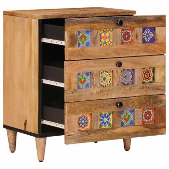 Nachttisch Natur 50 x 33 x 62 cm Massivholz Mango