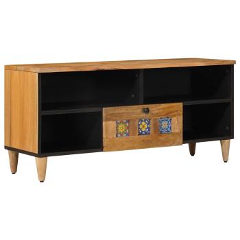 ARDEBO.de - TV-Schränk mit Regal Natur 100 x 33 x 46 cm Massivholz Mango