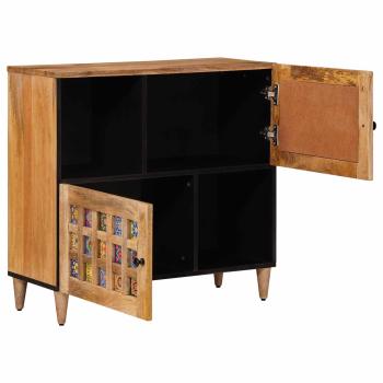 Sideboard mit Speicher Natur 80 x 33 x 75 cm Massivholz Mango