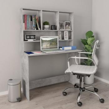 ARDEBO.de - Schreibtisch mit Regalen Betongrau 110x45x157 cm Holzwerkstoff